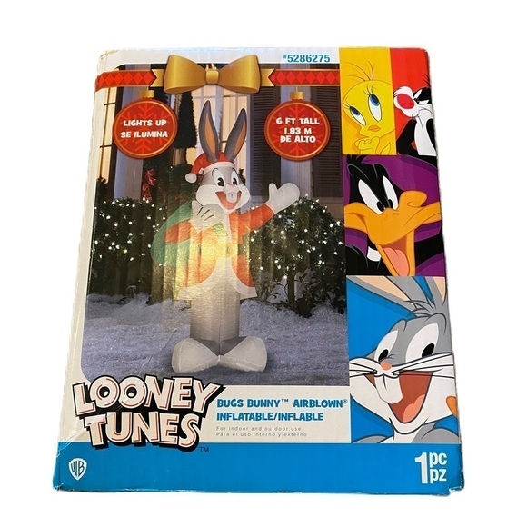 Looney Tunes Bugs Bunny Inflatable Blow Up NEW 6ft Tall Santa Claus Christmas - Picture 1 of 4